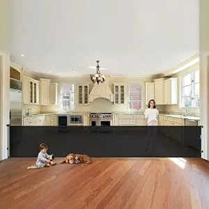 150 Inch Extra Wide Retractable Baby Gates for Large Openings Extra Long Dog Gates for Doorways Large Pet Gate for The House Extra Wide Indoor Outdoor Pet Gates for Dogs, Beige