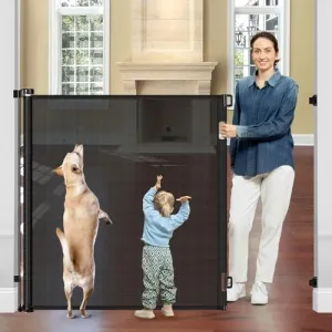 48" Extra Tall Retractable Baby Gates 55" Wide Retractable Dog Gate Tall Retractable Gate Extra Tall Baby Gate for Doorway Extra Tall Dog Gate for The House Extra Tall Pet Gate for Dogs Tall Mesh Gate