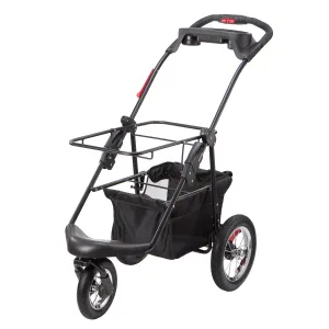 5-in-1 Pet Stroller Frame ONLY, Stainless Steel Shock Absorption Bike Tires, Sturdy, Lightweight, Large Storage Basket, One-Hand Fold (COMPATIBLE WITH PETIQUE 5-IN-1 PET CARRIER ONLY)