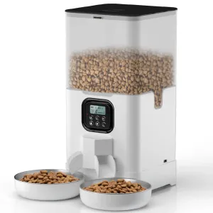 Automatic 6L Two-Way Splitter Pet Feeder, Voice Recording
