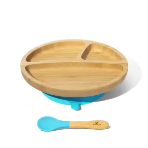 Avanchy Bamboo Toddler Plate & Spoon -Blue