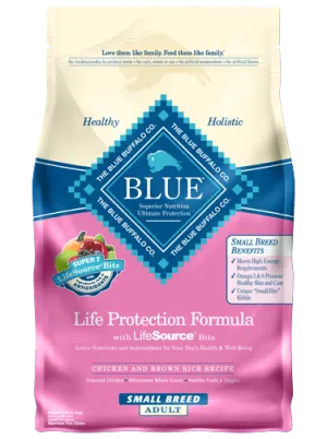 BLUE BUFFALO LIFE PROTECTION CHICKEN AND BROWN RICE DRY FOOD FOR SMALL ADULT DOGS