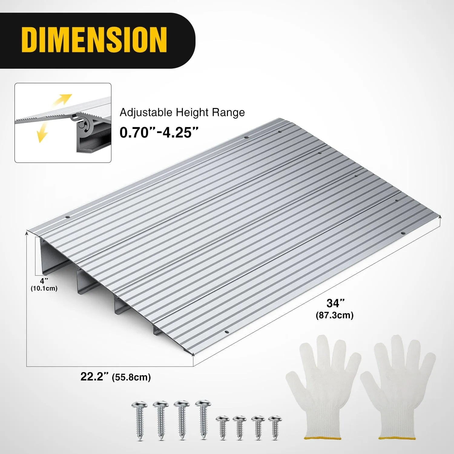 Door Threshold Ramp 4inch Rise Portable Aluminum Wheelchair Door Transition Entry Ramps for Doorways Home Steps