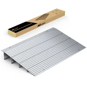 Door Threshold Ramp 4inch Rise Portable Aluminum Wheelchair Door Transition Entry Ramps for Doorways Home Steps