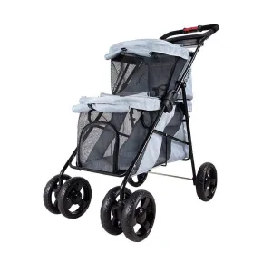 Ibiyaya® Double Decker Pram for Dogs| Silver Grey