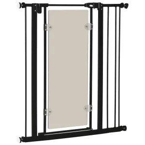 PawHut 76-92cm Adjustable Pressure Fit Pet Safety Gate Dog Barrier, Black