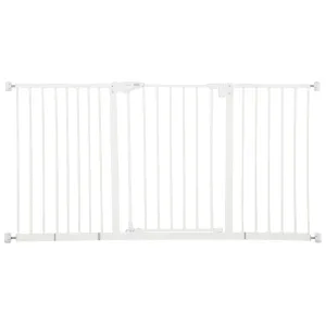 PawHut Adjustable Safety Gate w/ 3 Extensions and Four Adjustable Screws, White