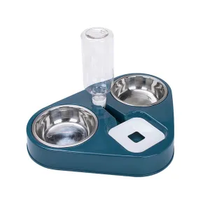 PAWS ASIA Wholesale Luxury New Stainless Steel 2 In 1 Multiple Dog Bowl Feeder With Bottle