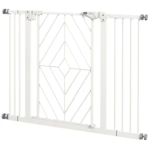 Pressure Fit Stair Gate Dog Gate w/ Auto Closing Door, Double Locking, Easy Installation, for 74-100cm Openings - White