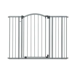 Summer Infant Extra Tall & Wide Safety Baby Gate, Cool Gray Metal Frame – 38” Tall, Fits Openings 29.5” to 53” Wide, Baby and Pet Gate for Extra-Wide Doorways, Stairs, and Wide Spaces