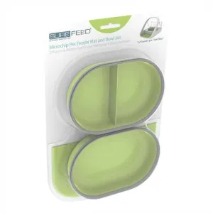 Sure Petcare Mat & Bowl Set (Green)