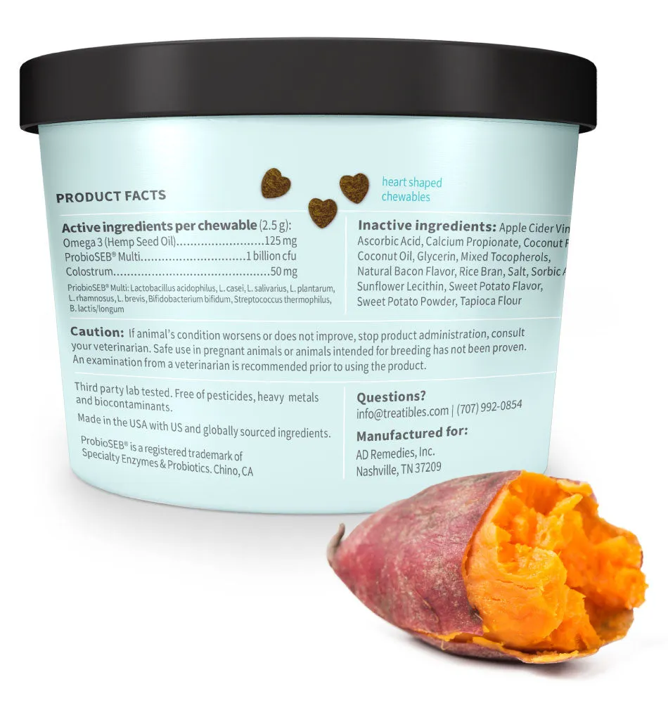 TREATIBLES Happy Tummy Probiotic Soft Chewables For Dogs - CBD-Free